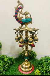 Brass Peacock Deepak Stand-17" image 0