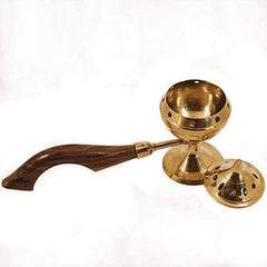 Brass Lobandan Incense Burner with Wooden Handle image 1