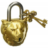 Lion Shape Solid Vintage Style Brass Lock image 0