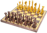 Tribal Art Metal Brass Chess Board Game Set-12X12 image 0