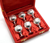 Silver Plated Brass Shot Glass Set of 6 with Box image 0