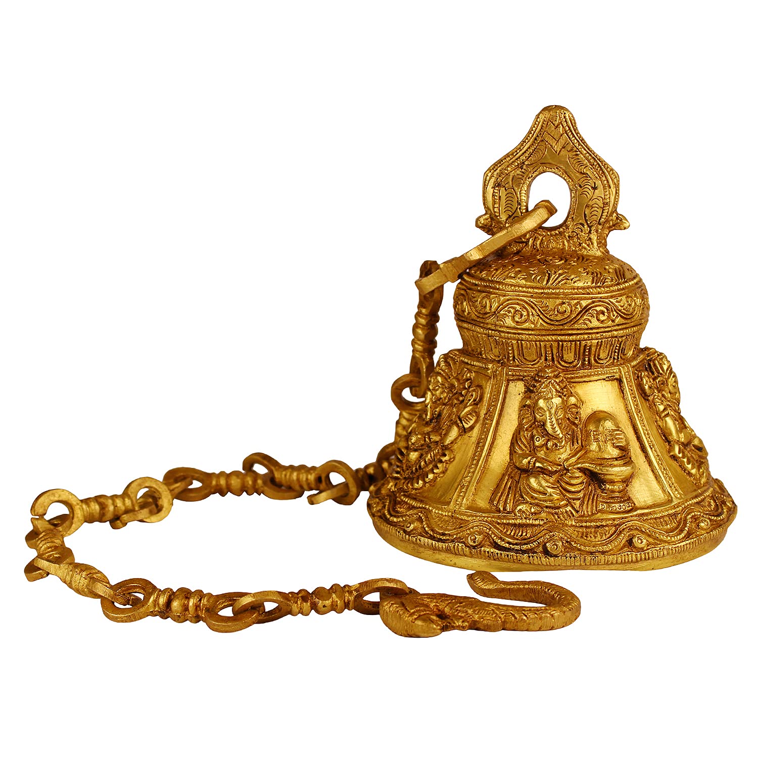 Brass Ganesha Hanging Bell with Chain Hanging image 0