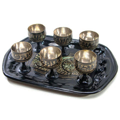 Brass Shot Glass Set of 6 with Tray image 0