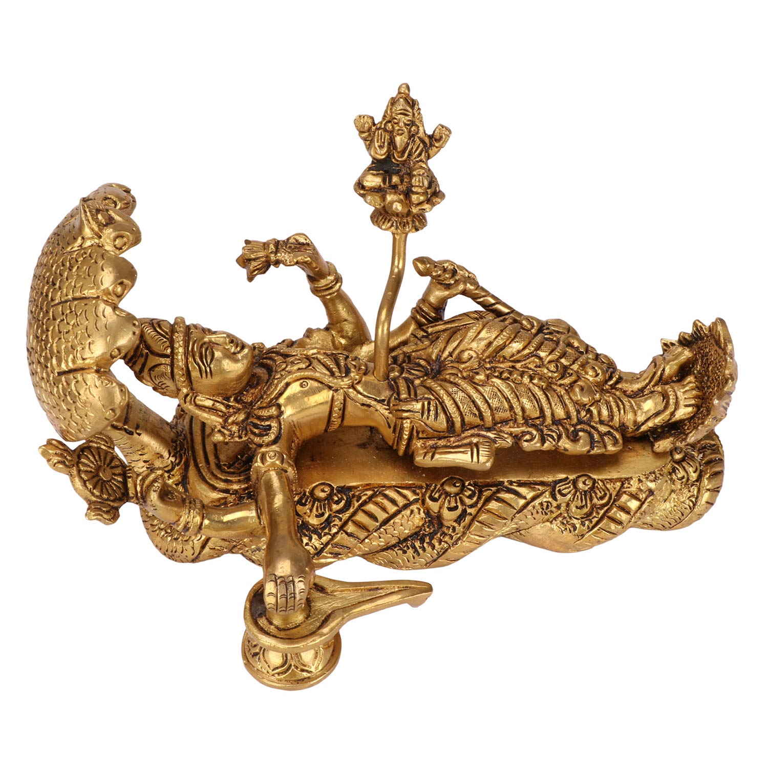 Brass Lord Vishnu Bhagwan Resting on Sheshnag image 0