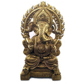 Brass Lord Ganesh Bhagwan Murti Sitting in Blessing Posture-20" image 0