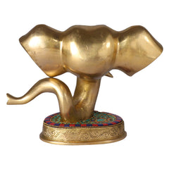 Brass Ganesh Trunk Abstract Idol image 1