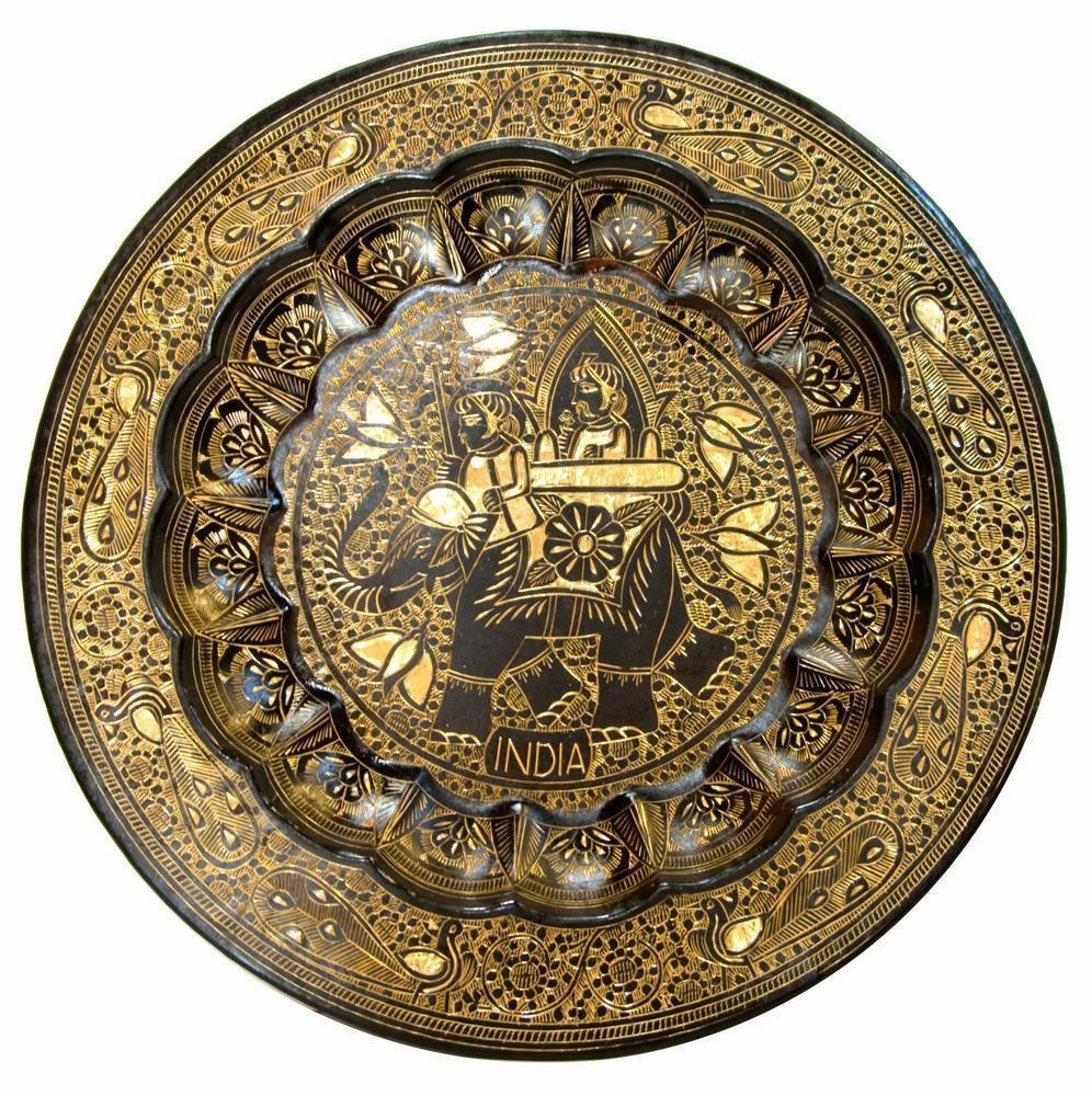 Brass Wall Hanging Plate Bidri Art-14" image 0