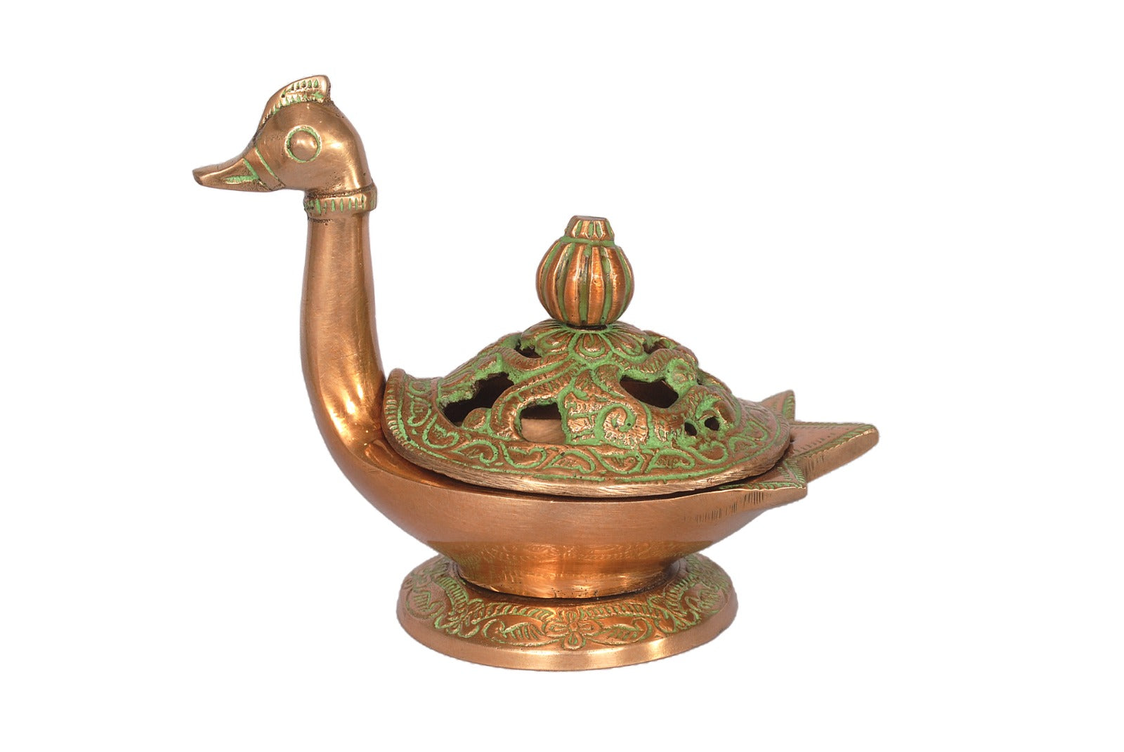 Brass Duck Shape Loban Dhoop Dani with Incense Holder image 0
