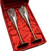 Silver Plated Brass Wine Goblet/Wine Glasses Set of 2 Pcs with Box Packing image 0