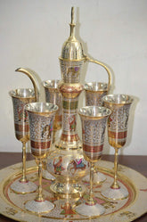 Brass Wine Glass Set with Tray and Surhaie image 0