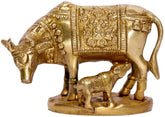 Brass Murti Kamdhenu Cow & Calf Idol image 0