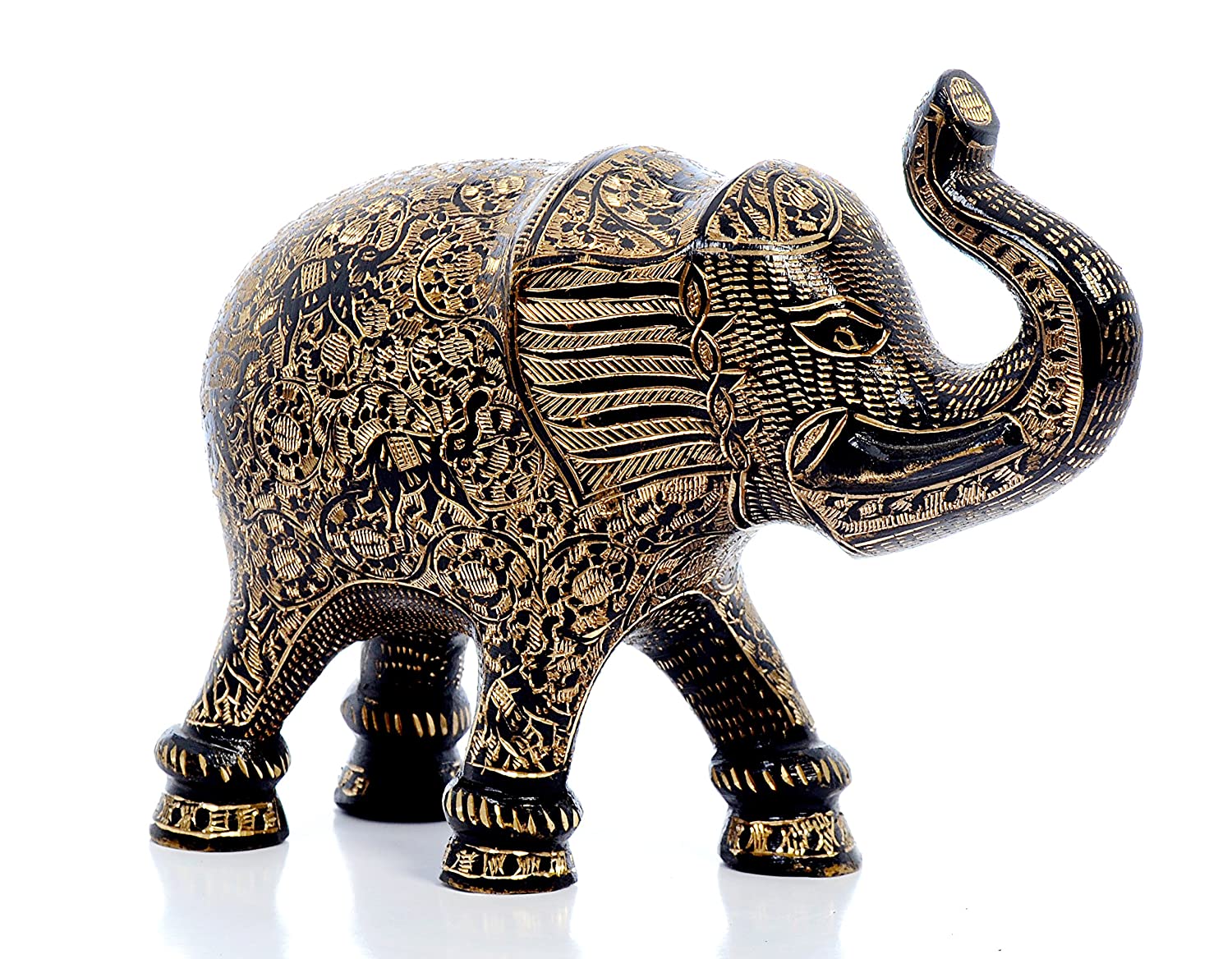 Brass Elephant with Bidri Art image 0