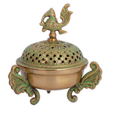 Brass Loban Dhoop Dani with Peacock Incense Dhoop image 0