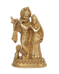 Brass Radha Krishna with Peacock Murti Idol image 0