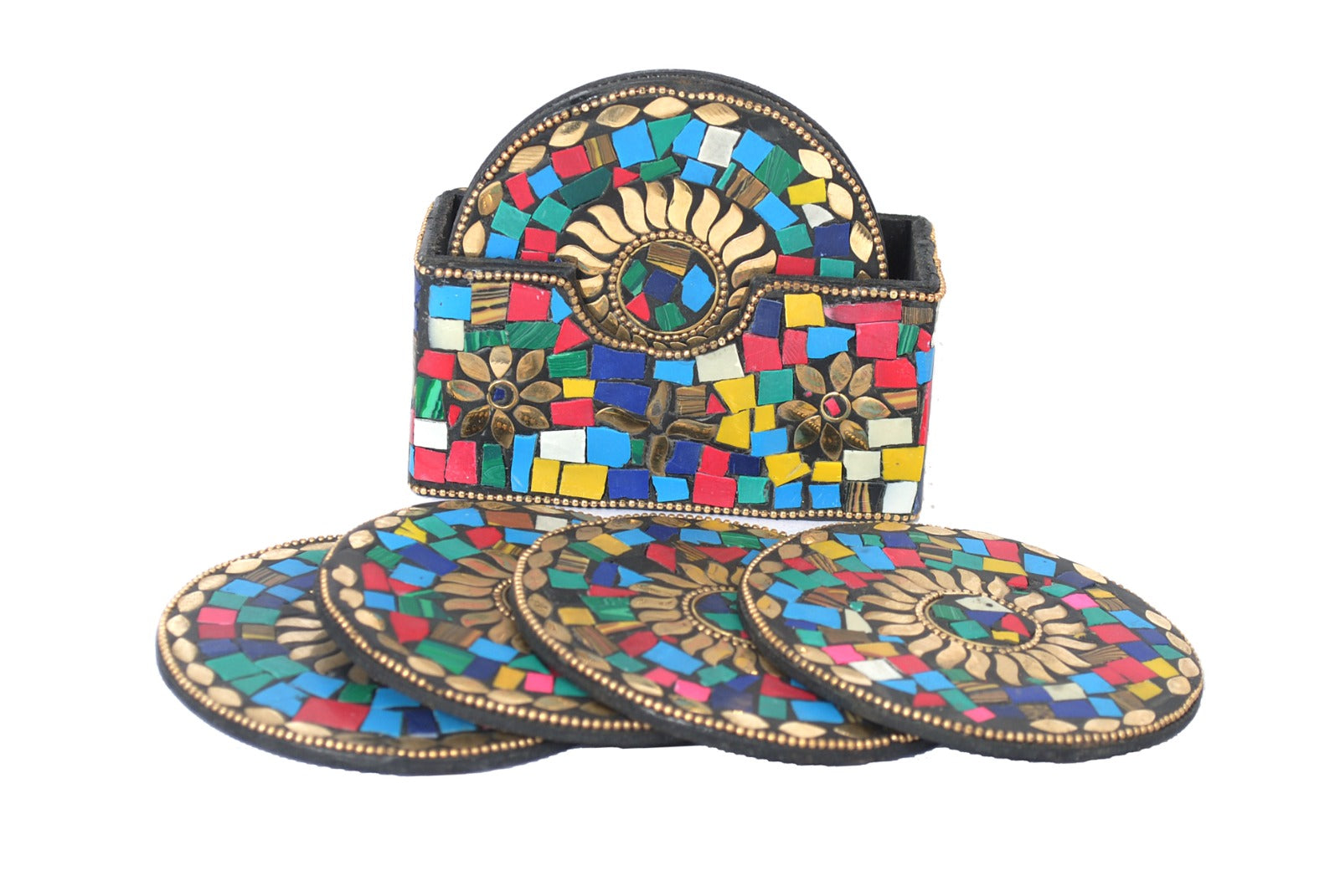 Set of 6 Handcrafted Wooden Coasters with Stand image 0