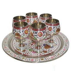 Brass Wine Glass Set with Tray image 1