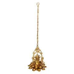 Brass Ganesh Deepak Deepam with Bells image 1
