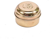 Brass Sindoor Dabbi/Box with Om (4x6 cm) image 0