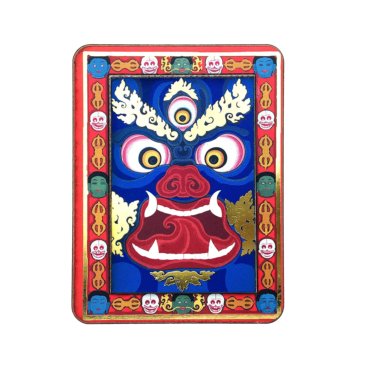 Wooden Fridge Magnet-Mahakala Face image 0