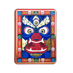 Wooden Fridge Magnet-Mahakala Face image 0