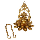 Brass Ganesh Deepak Deepam with Bells image 0