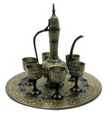 Brass Wine Glass Set with Tray and Surhaie image 0
