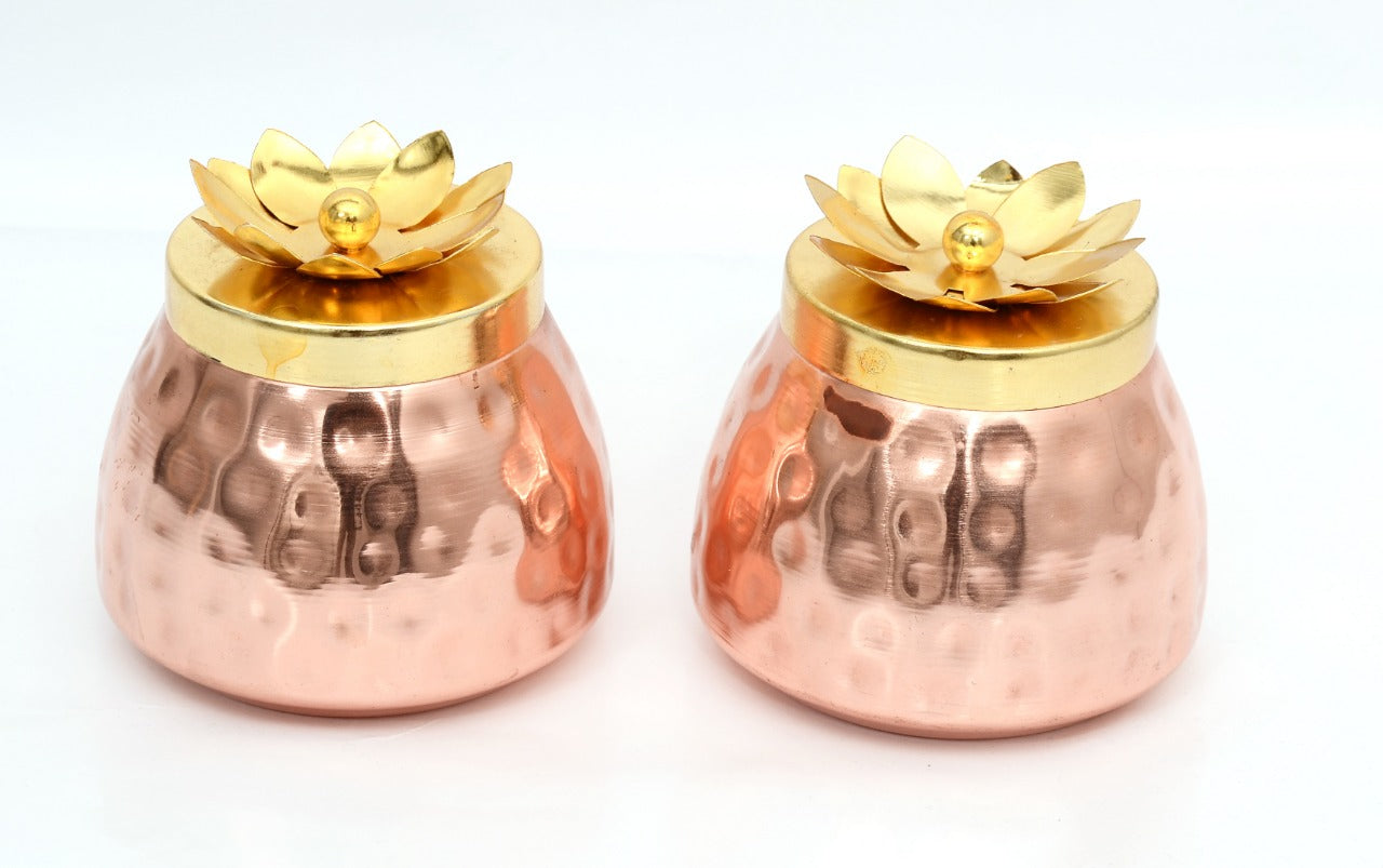 Set of 2 Hammered Copper Plated Jar/Container for dry fruits image 0