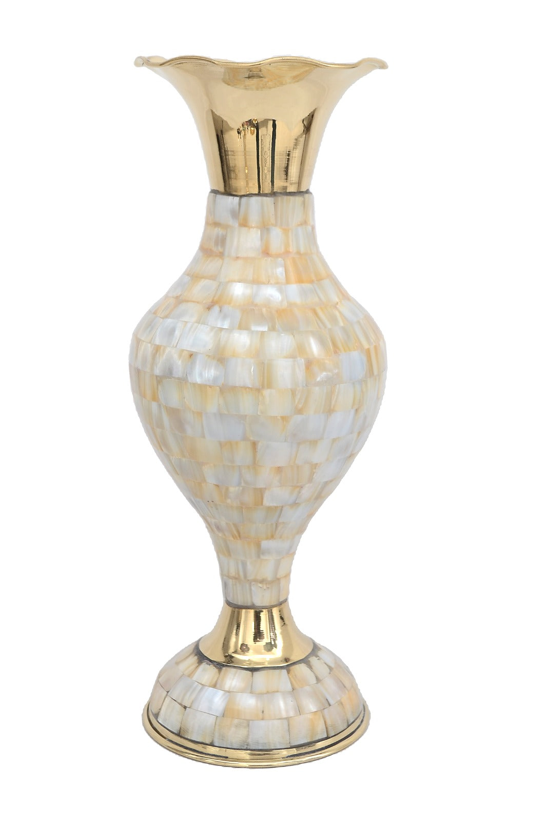 Metal Flower Vase with Shell Mother of Pearl image 0