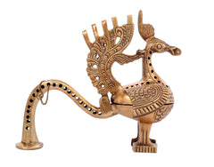 Brass Lobanan Dhoop Dani Incense Holder with Peacock image 0