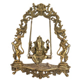 Brass Ganesha on Swing/Jhoola Statue image 0