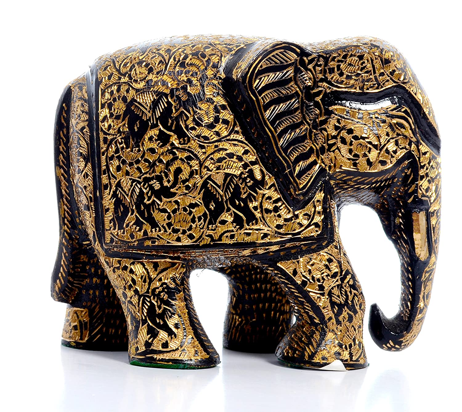 Brass Elephant with Bidri Art image 0