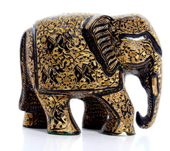 Brass Elephant with Bidri Art image 0