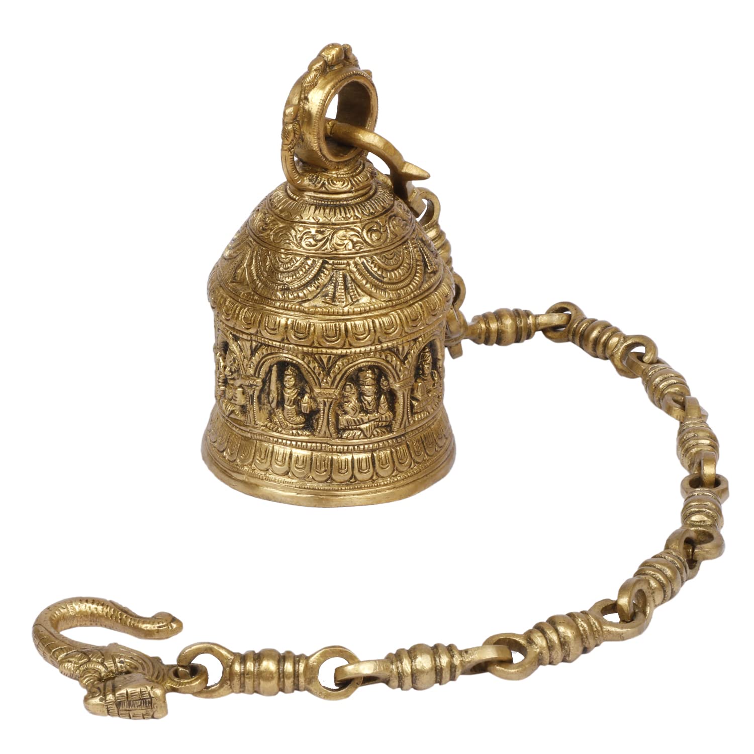 Brass Lakshmi Laxmi Wall Hanging Ghanta Bell with Chain image 0