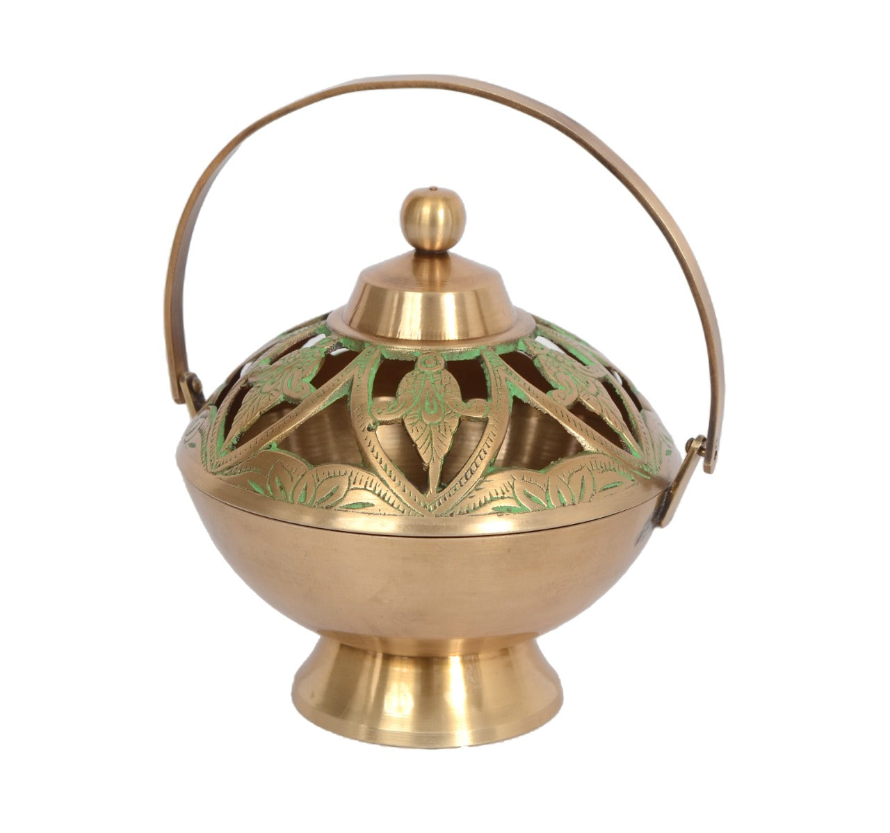Brass Loban Dhoop Dani with Handle Incense Dhoop Burner image 0