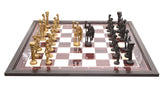 Roman Brass Chess Set with Wooden Laminated Board Set 16" x 16"