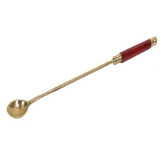 Brass Hawan Spoon with Wooden Handle