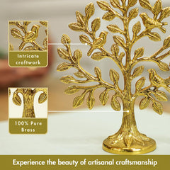 100% Pure Brass (6 inch) Kalpvriksh Tree with Birds | Good Luck Gift