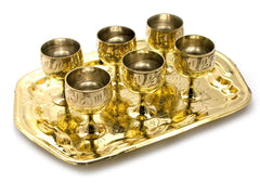 Brass Shot Glass Set of 6 with Tray image 0