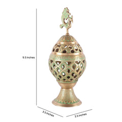 Brass Loban Dhoop Dani with Peacock Incense Dhoop Burner image 2