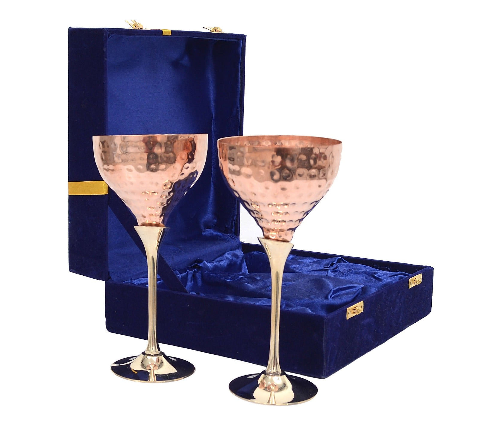 Copper Wine Glass Goblet Set of 2 with Velvet Box image 0