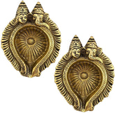 Set of 2 Brass Ganesh Laxmi Diya Deepak/Oil Lamp image 0