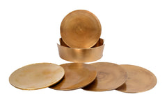 Set of 4 Handcrafted Brass Coasters with Stand, image 0