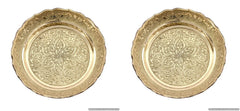 Brass Gold Puja Thali with Flower Embossed Design (Size-5 Inch)-Set of 2 image 0