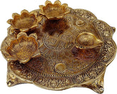 Metal Pooja Thali with Diya image 0