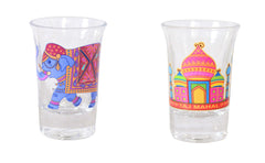 Souvenir India Elephant-Taj Mahal India Shot Glasses Set of 2, Multicolour, 30 ml image 0