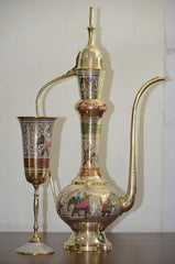 Brass Wine Glass Set with Tray and Surhaie image 1