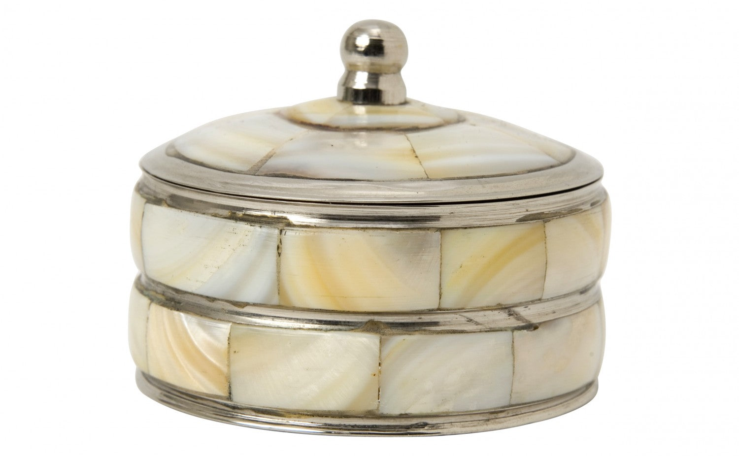Brass Pill Box with Shell Mother of Pearl image 0