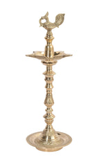 Brass Diya Peacock Kuthu Vilakku/Inauguration Lamp 12" image 0