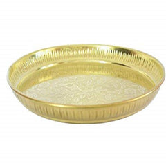 Brass Puja Thali with Flower Embossed Design image 1