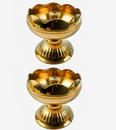 Brass Flower Design Diya Set of 2 image 0